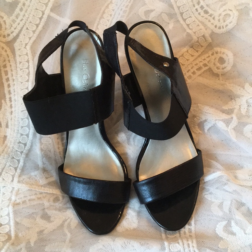 Black Leather Sandal with Heel